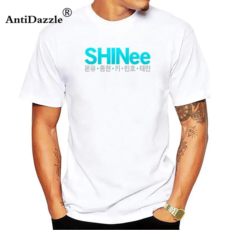 Летняя футболка Kpop SHINEE с коротким рукавом Модная хлопковая для молодых больших