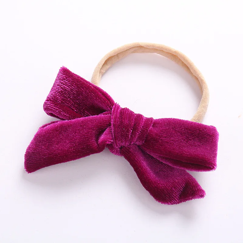 Dejorchicoco Sweet Lovely Velvet Nylon Headbands Fashion Kids Girls Elastic Head Bands Cute Bow Wrap Hair Wears | Детская одежда и