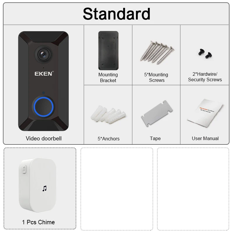 Option 2 Eken Smart беспроводной Wifi видео дверной звонок Домофон телефонный звонок Дверной звонок камера Инфракрасный пульт дистанционного записи домашний мониторинг безопасности - Цвет: Option 2