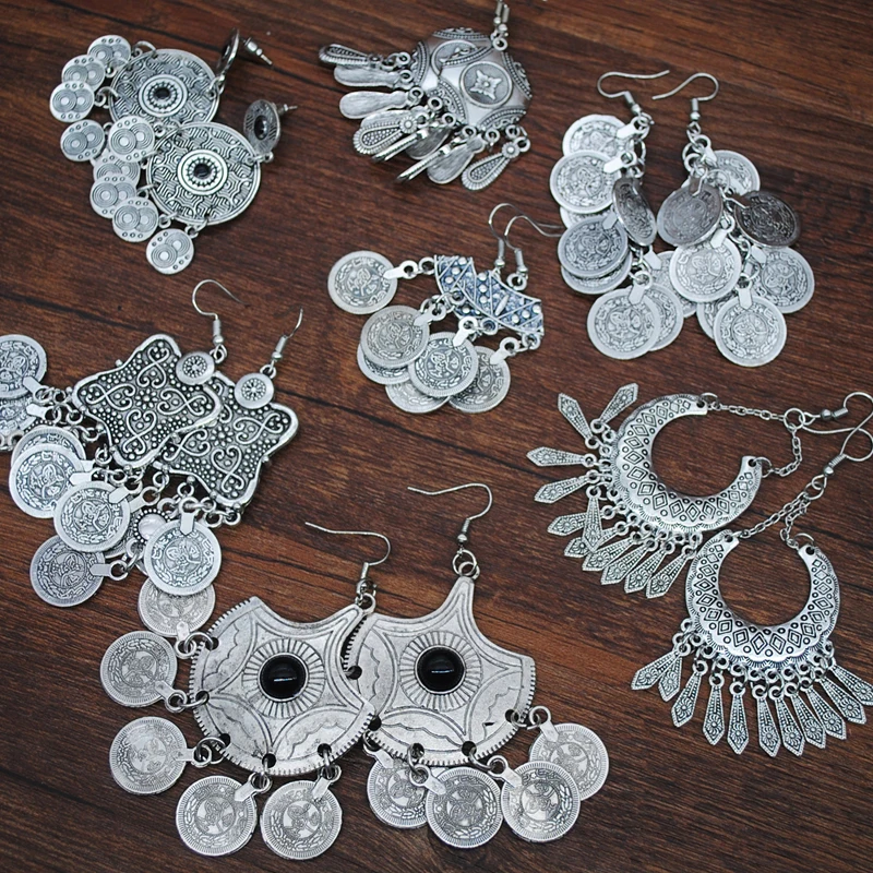 Yumfeel богемный Винтаж Серебряные серьги металлические монеты Для женщин Jewelry