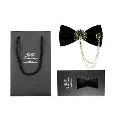 Black paper box Модный свадебный классический черный галстук-бабочка креативный металлический декор в виде короны мужской галстук-бабочка костюм галстук-бабочка мужские костюмы Аксессуары - Цвет: Black paper box