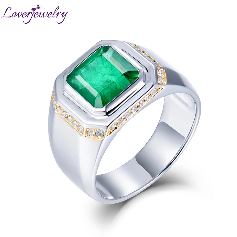 Мужские изумрудные кольца LOVERJEWELRY 7x9 мм натуральный Изумрудный драгоценный