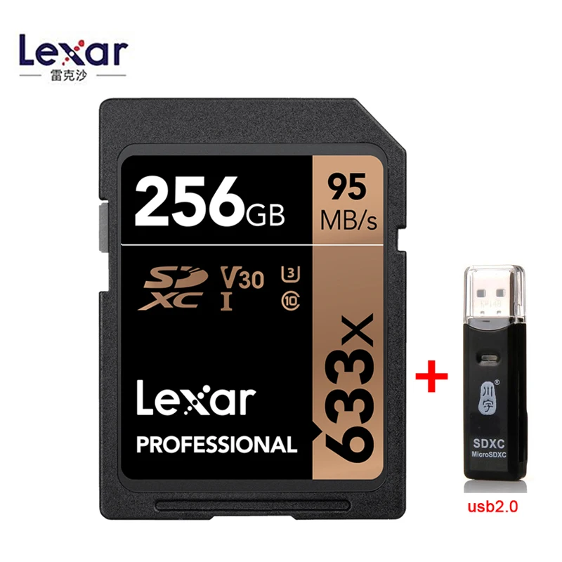 256GB-C296 Lexar бренд SDXC SDHC SD карта 95 м/с 633x32 Гб 64 Гб 128 ГБ 256 ГБ 512 ГБ 1 ТБ U1 U3 класс 10 карта памяти для 1080p 3D 4K видеокамера - Емкость: 256GB-C296