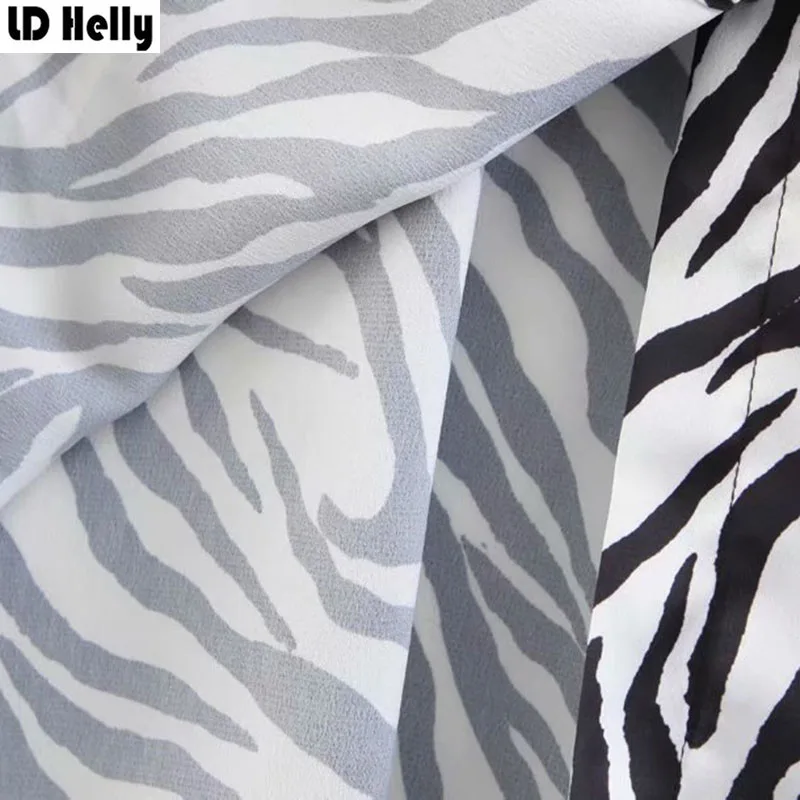 LD Helly модная новинка Женская свободная блузка с животным принтом зебры карманы