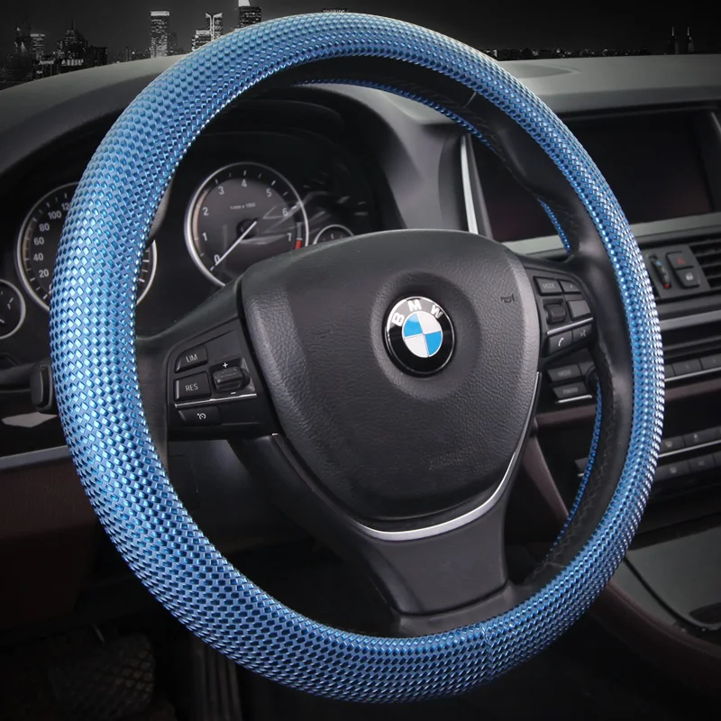 

38CM Car Steering Wheel Cover Anti slip Leather Cars Wheels Covers Breathable Hand Stitching Steering-Wheel Car-stying Universal