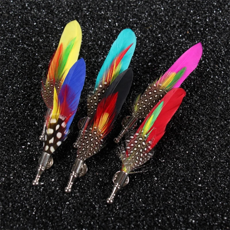 Мужская брошь в виде перьев 6 цветов|flower lapel pins|fashion pinslapel pin |