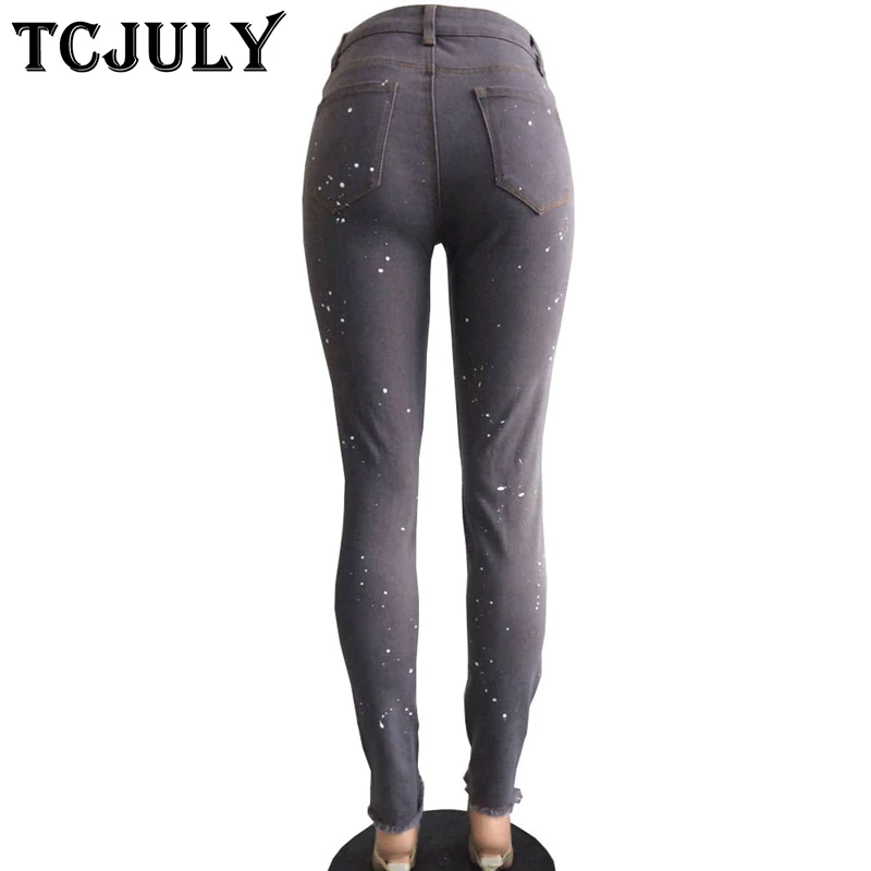 TCJULY Новое поступление хлопковые винтажные женские потертые джинсы обтягивающие