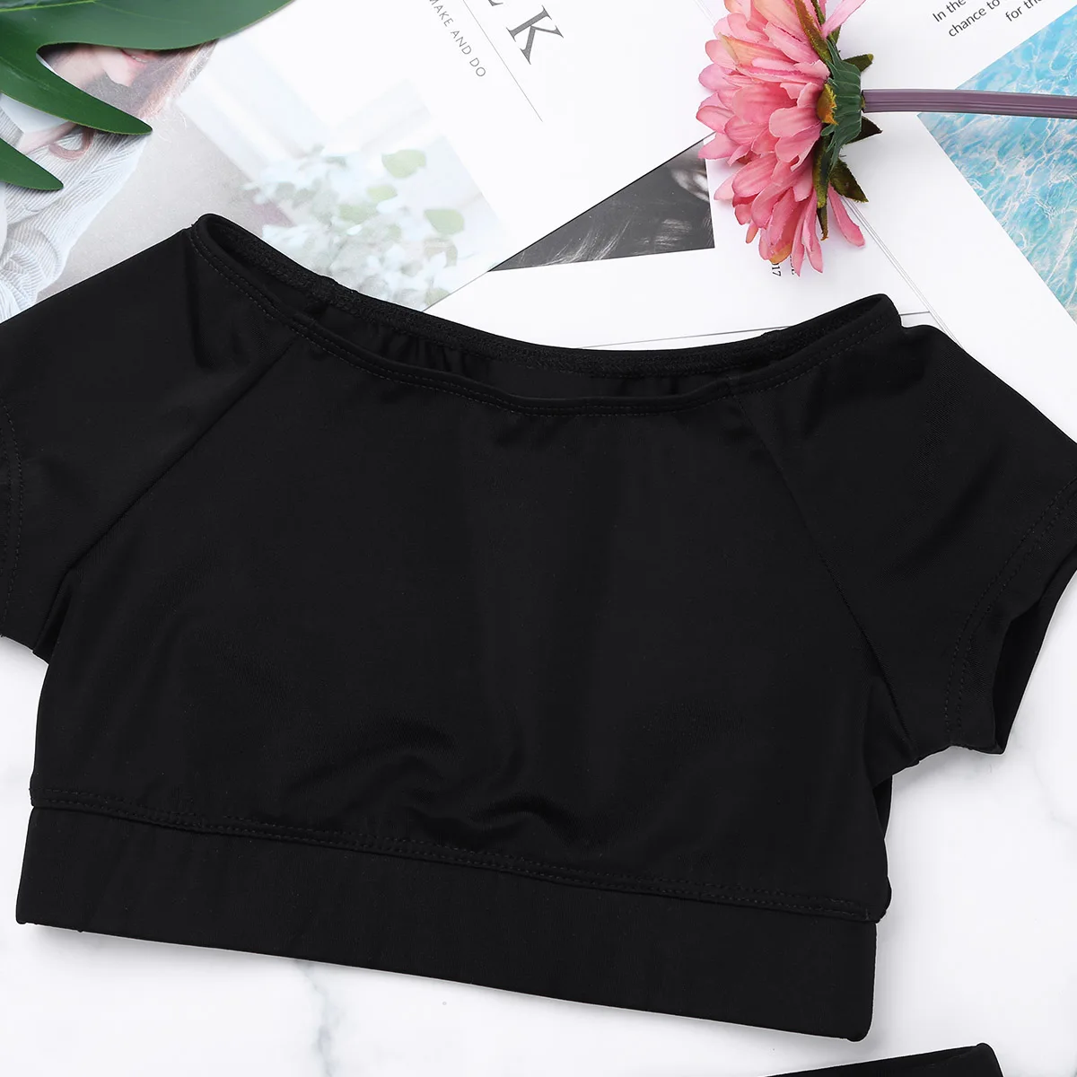 Женский балетный костюм тренировочная одежда с коротким рукавом танцевальная