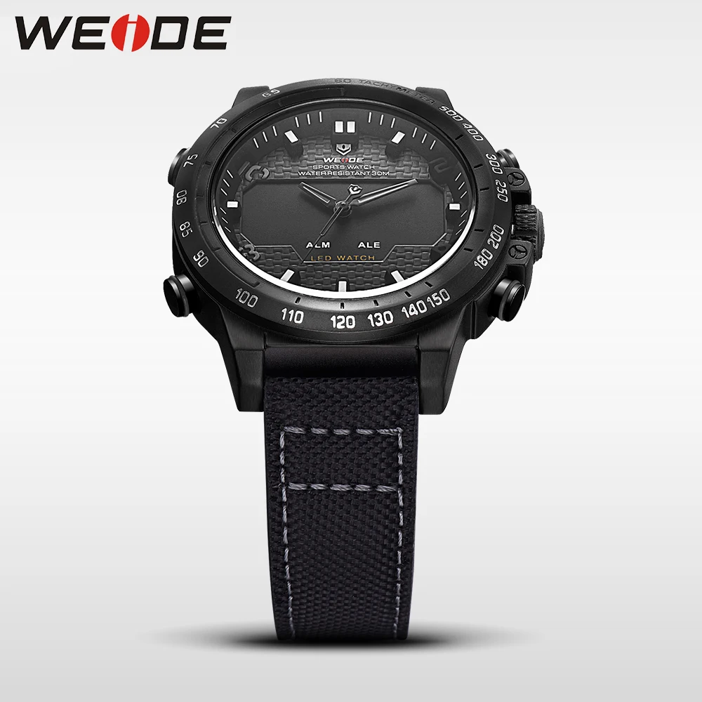 WEIDE часы из настоящего нейлона, мужские часы, брендовые Роскошные спортивные водонепроницаемые часы, цифровые кварцевые автоматические Аналоговые часы с будильником