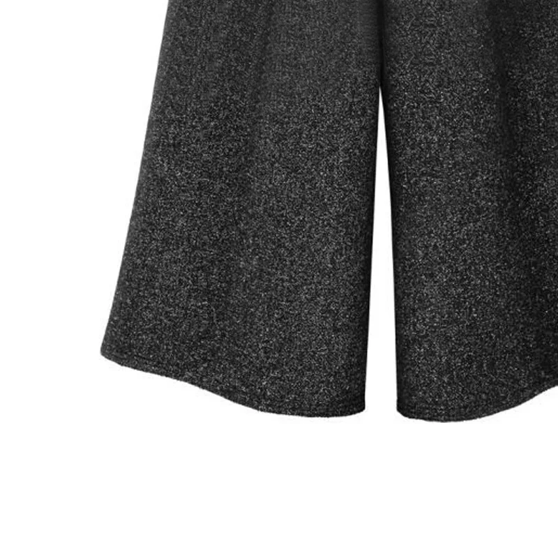 

2017 Winter Woolen Wide Leg Pants L-5XL Plus Size Fashion Loose Casual High Waist 9/10 Pants Black high Quality New Arrival