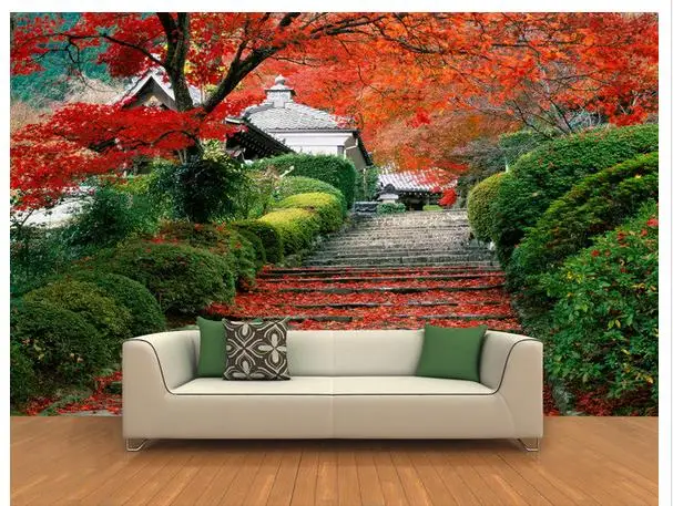 

Custom photo wallpaper 3d tv wallpaper murals 3 d hd red maple road landscape background wall paintings wall papers home decor