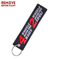 key chains for car and motorcycle 4 wheels move the body 2 wheels move the soul embroidery key ring chain for motor bikers gifts