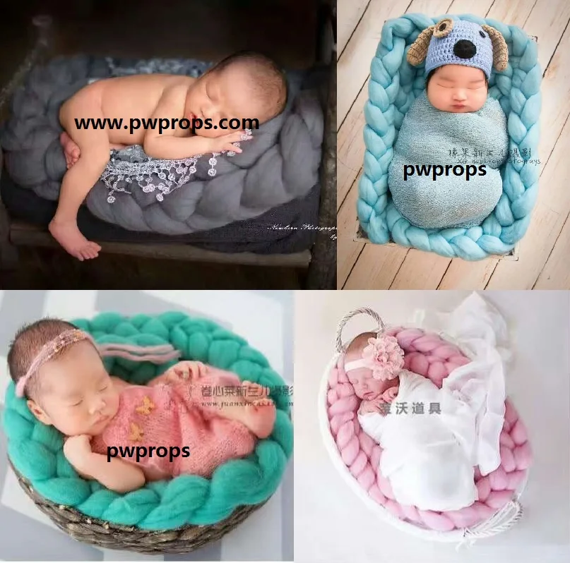 Детские косички из мериносовой шерсти реквизит для фотосъемки новорожденных