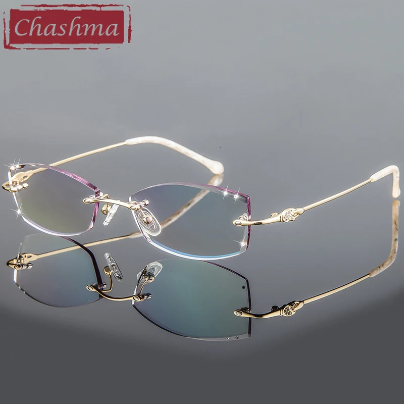 Женские прозрачные очки Chashma Брендовые в оправе с бриллиантами и затемненными