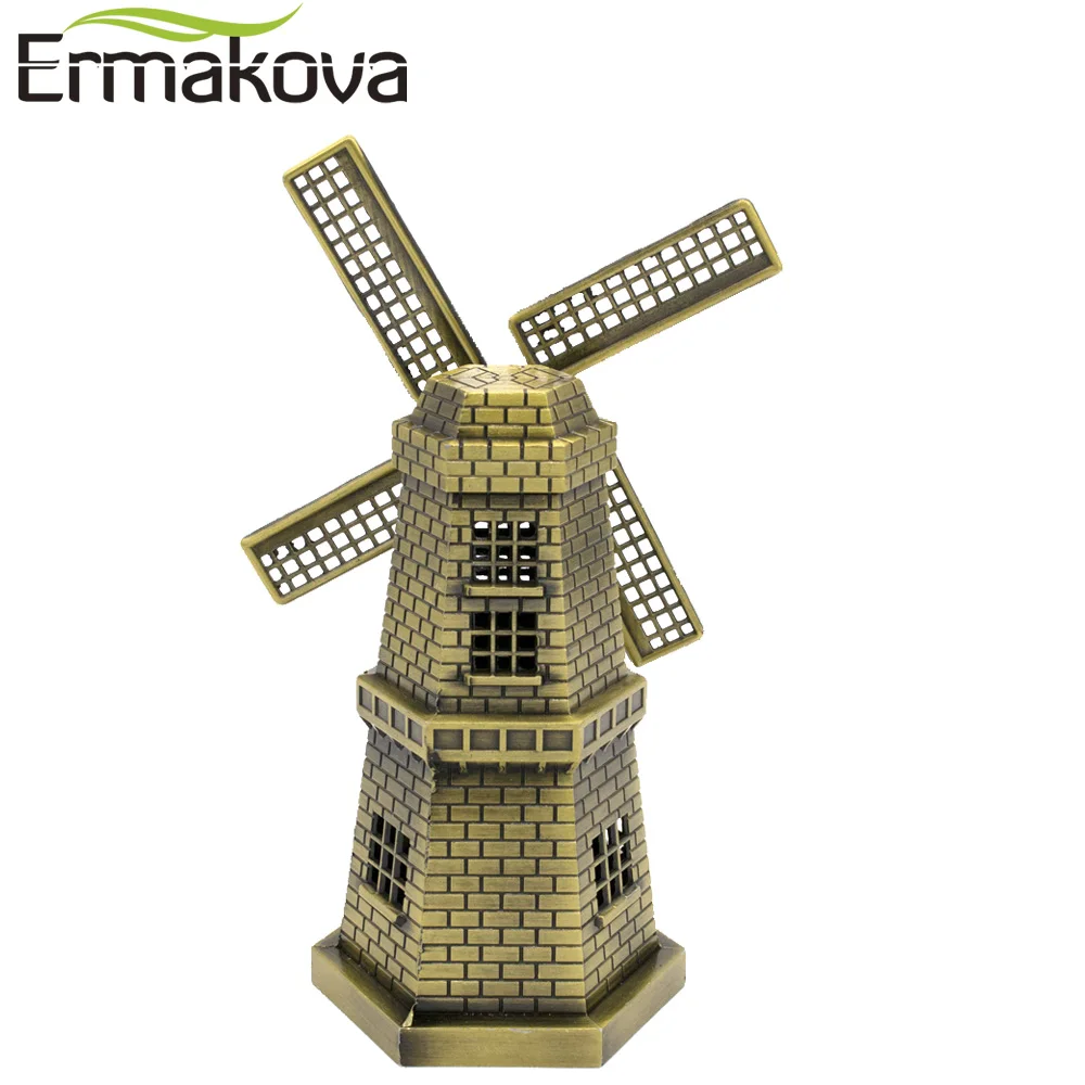 Ермакова 18 см(7 дюймов) Античная бронзовая голландская ветряная мельница модель металлическая фигурка предметы интерьера Голландская мельница украшение для дома