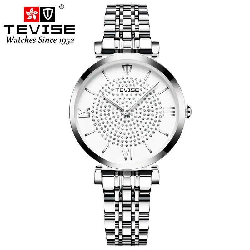 Tevise брендовые Роскошные модные часы для женщин водонепроницаемые золотые