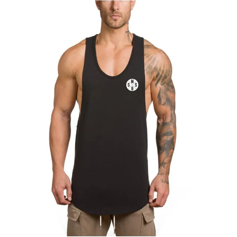 black37 Бренд тренажерные залы одежда бренд singlet canotte для бодибилдинга майка для мужчин Фитнес рубашка мышцы парней без рукавов жилет Tanktop - Цвет: black37