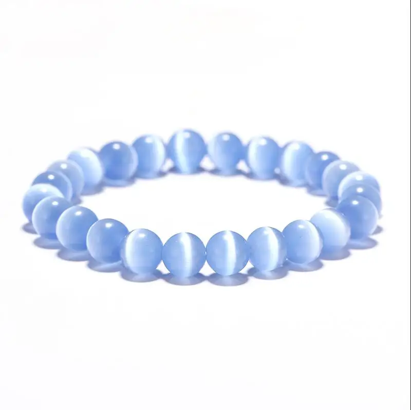 Blue Minimalist Natural Stone Beads Opal Bracelet 5 Color Women Girls Moonstone Braclet For Femme Armband Jewelry Gift Bijoux - Окраска металла: Blue