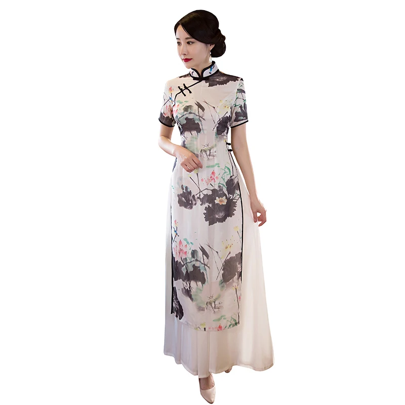 Национальный стиль Вьетнам Ао Дай 2017 новое женское длинное платье Китайский