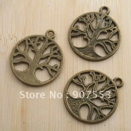 

16pcs antiqued bronze round tree pendant charm G1046