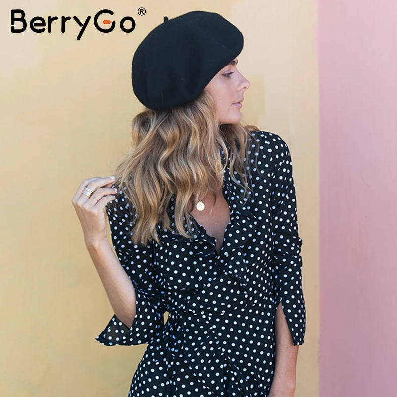 Зимний шерстяной женский берет шапка Кепка BerryGo Повседневная Уличная Черная