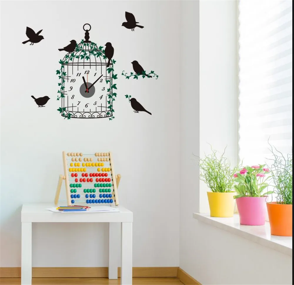 Birdcage Wall Clock Silent Children Living Room Bedroom Hanging Clocks Home Decoration A2177c | Дом и сад