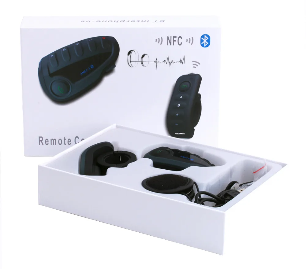 2pcs Vnetphone V8 Motorcycle Helmet Intercom NFC Remote Control Bluetooth Interphone Headset 5 Rider 1200M Full duplex talking | Автомобили