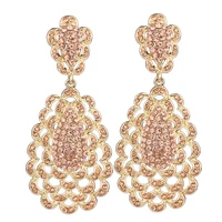 farlena fashion wedding party jewelry champagne rhinestone drop earrings long earrings for women