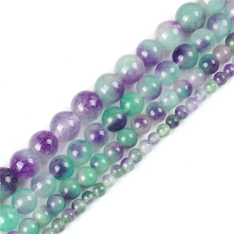 Purple Green Натуральный аметист бусины фиолетового цвета с открытыми пальцами; цвета оранжевый, зеленый нефритовый драгоценный камень из бисера Джаспер кварцевый камень 4/6/8/10 мм для изготовления ювелирных изделий браслет - Цвет: Purple Green
