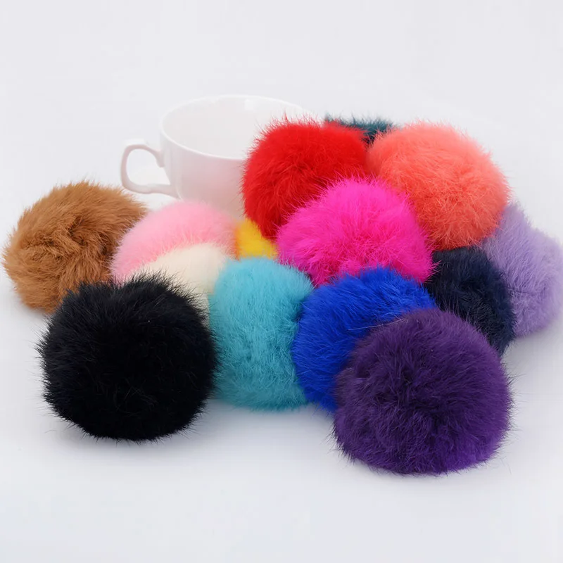 8 см настоящий кролик мех мяч брелок помпон пушистая прекрасная цепочка для ключа