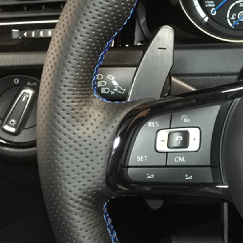 Чехол рулевого колеса автомобиля черная натуральная кожа замша для Volkswagen Golf 7 GTI R