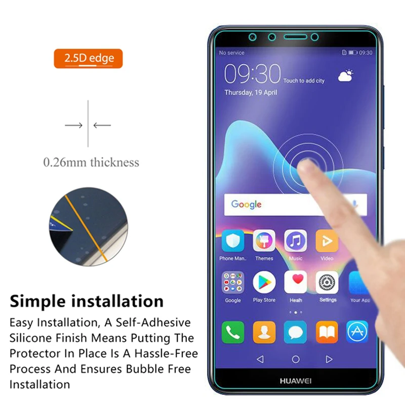 Для Huawei y6 prime 2018 защита экрана на huawey защитная пленка из закаленного стекла huavei view