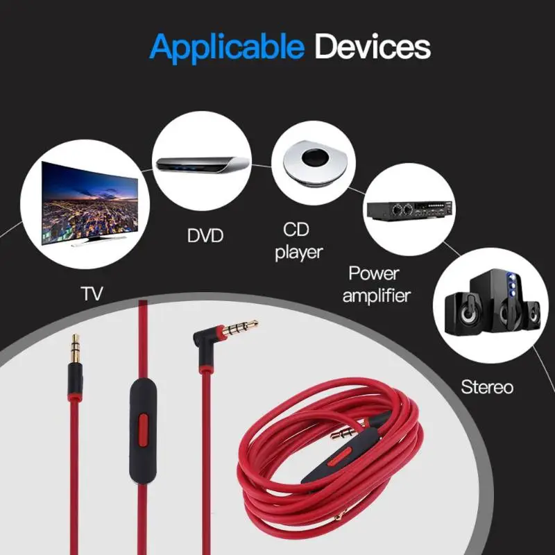 3.5mm Replacement 1.38m Audio Cable Cord Wire with Mic for Beats Headphones headset Solo/Studio/Pro/Executive | Электроника