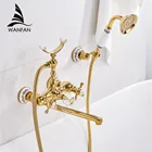 Смесители для ванны, роскошный золотой латунный кран для ванной комнаты, настенный ручной набор с насадкой для душа, наборы HS-G018