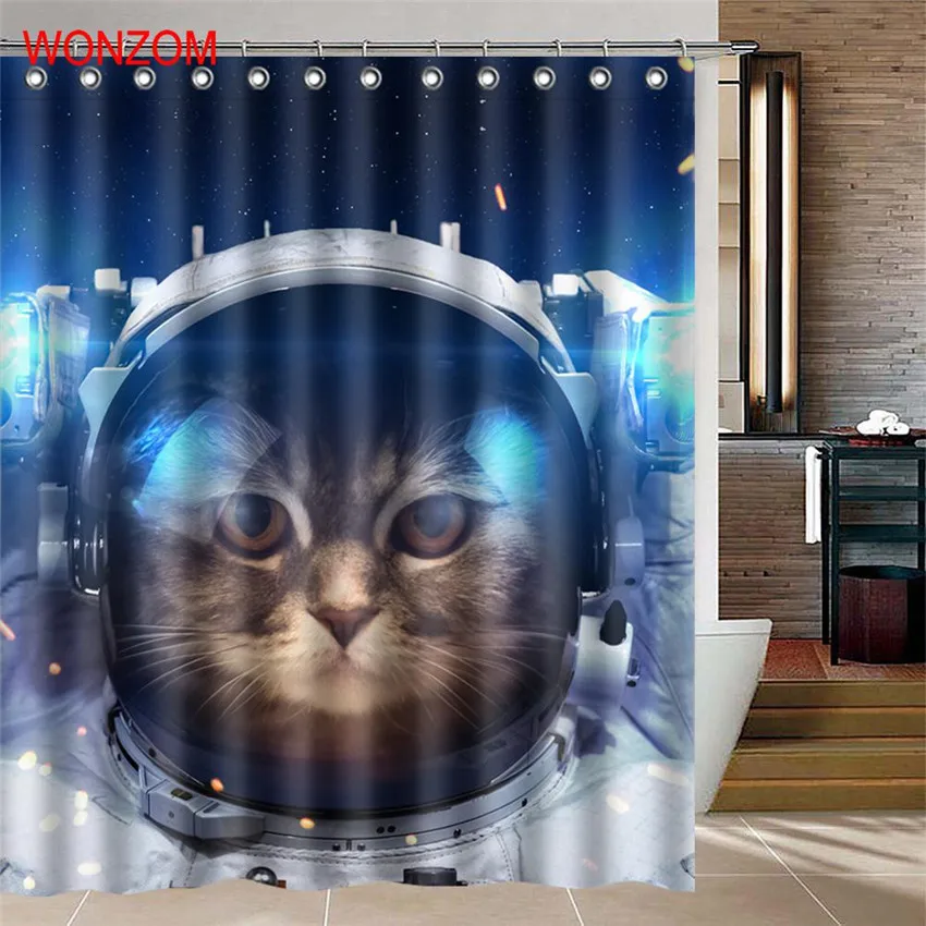 WONZOM 3D полиэстер занавески для кошек с 12 крючками декора ванной современный