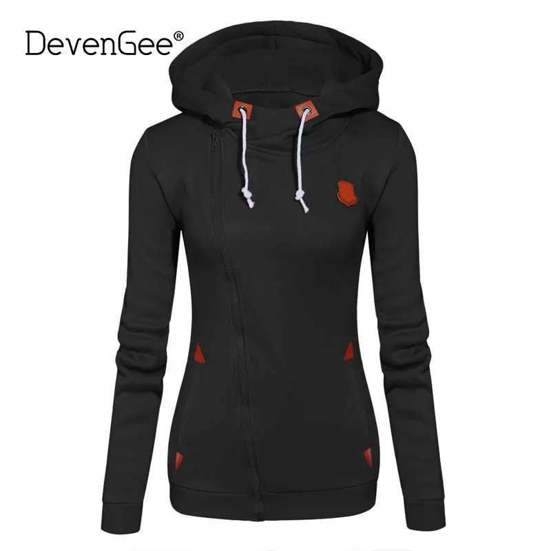 Женская толстовка с капюшоном DevenGee однотонная Толстовка ярких цветов на молнии