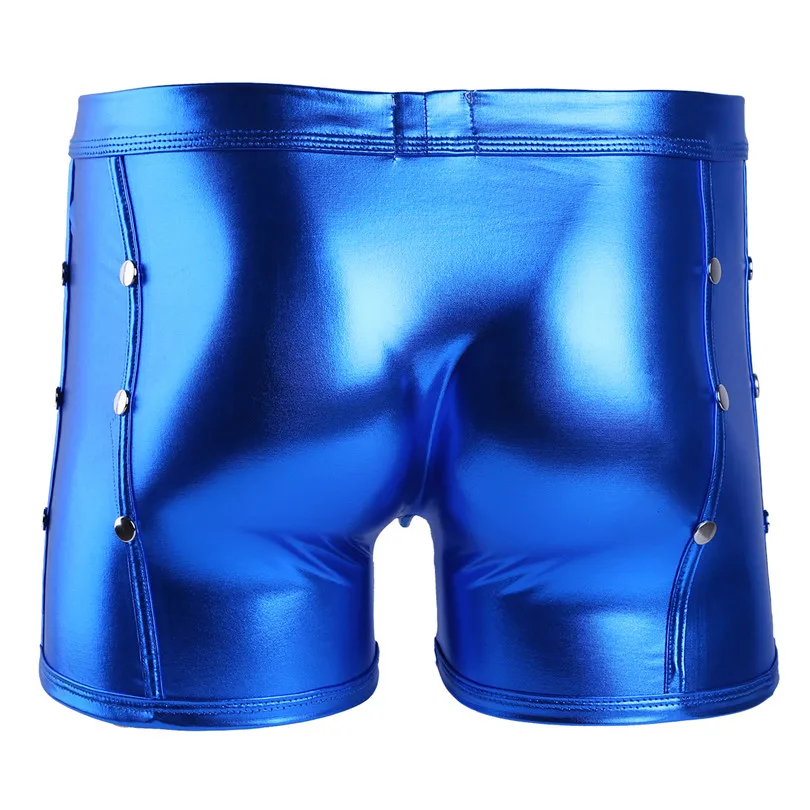 Сексуальное мужское нижнее белье боксеры из лакированной кожи шорты с