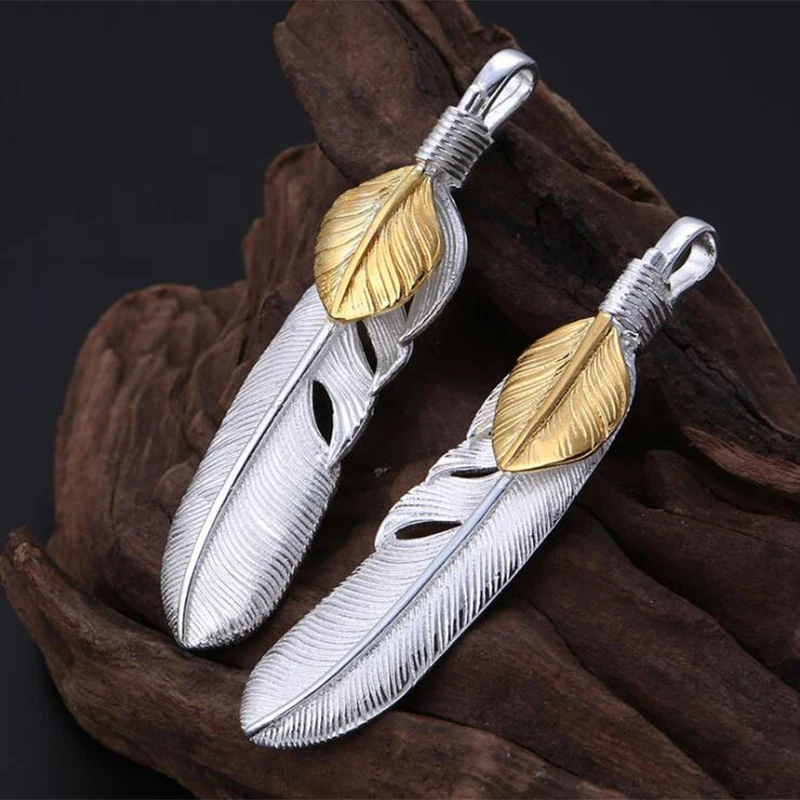 Этнический кулон 100% серебряных украшений 925 пробы для мужчин и женщин с пером летящего орла и голубым камнем в мозаике, для изготовления ожерелья P2.