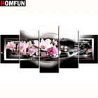 Набор для алмазной вышивки HOMFUN, картина цветок орхидея, набор из 5 квадратныхкруглых алмазных картин, 5D декор, сделай сам