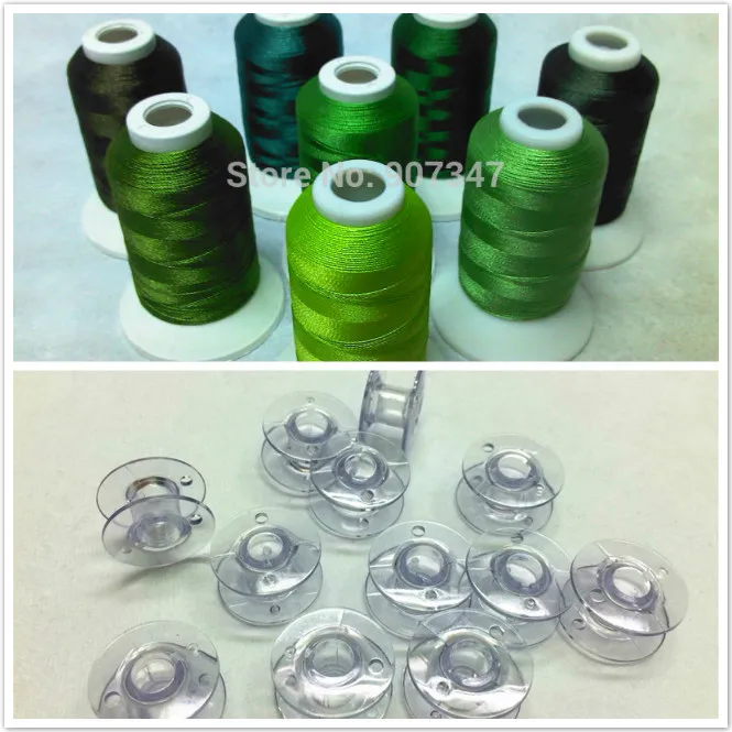 Simthread зеленая серия полиэстер компьютерная машина вышивка нить 500 м * 8 + 12 шт