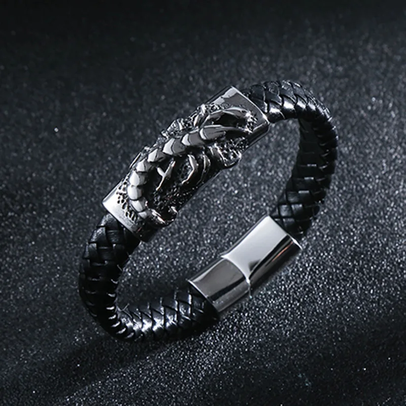 Винтажный кожаный браслет в европейском и американском стиле Скорпион панк из