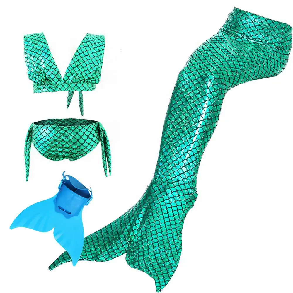 Children's Girls Dress Mermaid Tails Swimming Swimsuit Kids Ariel Tail Monofin Swimmable Costume Bathing Suit Bikini Set | Детская