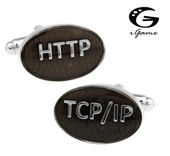 HTTP & TCP/IP серые цветные буквы символы Интернета стильные запонки|cuff buttons|cufflinks