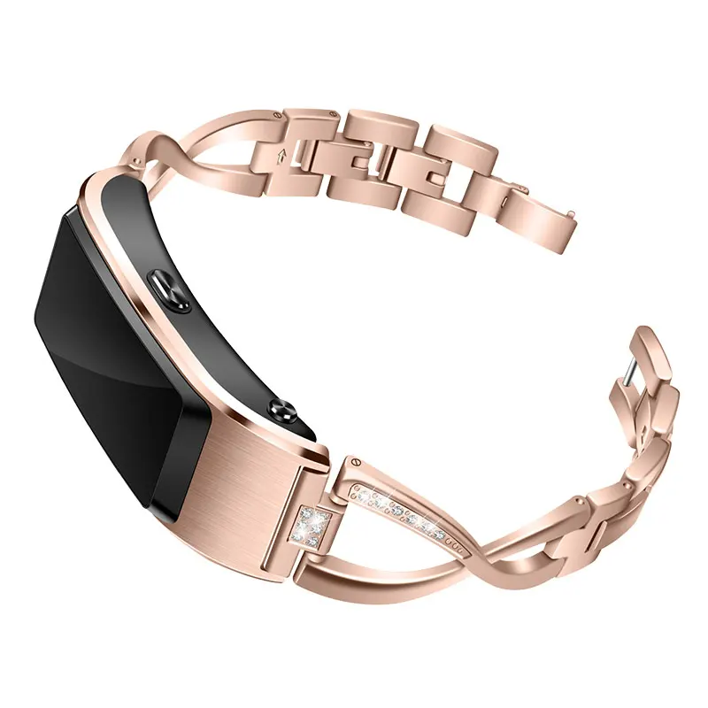 Розовое золото 18 мм браслет из нержавеющей стали для Huawei talkband B5 умный Браслет сменный ремешок женские красиво регулируемые размеры - Цвет: Розовое золото