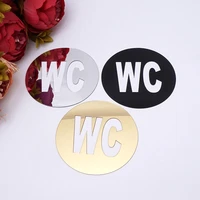 1 pcs wc door sign mirror wall stickers self adhesion acrylic sticker for home decoration 12x12cm