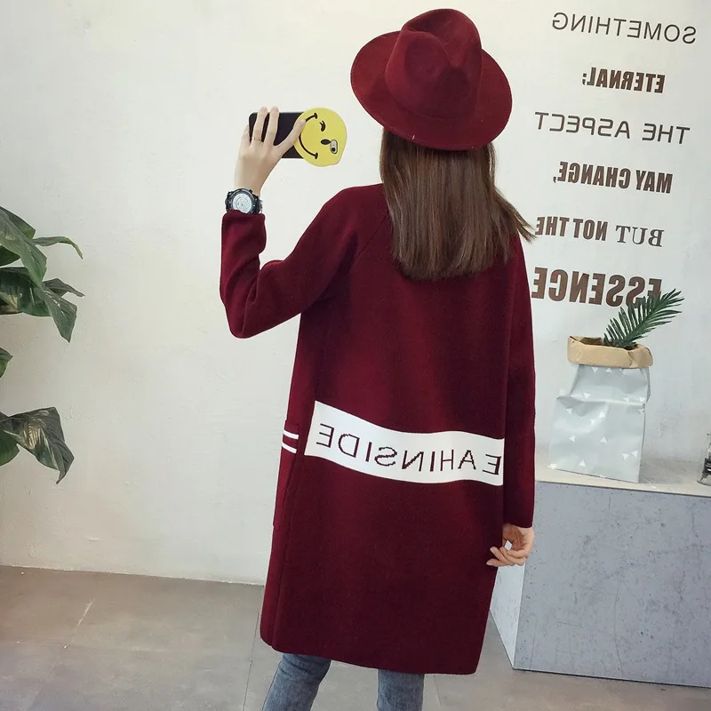 Корейский длинный кардиган для женщин осень 2018 модный вязаный свитер женский