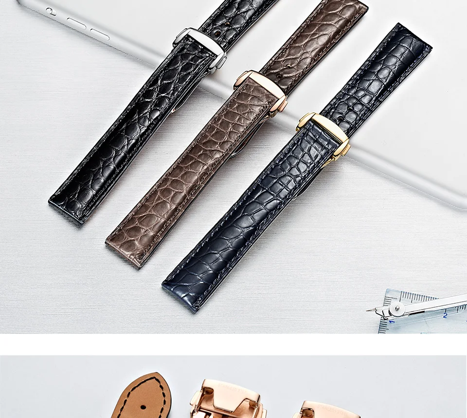 HOWK ремешок для часов заменитель OMEGA ремешок для часов 19 мм 20 мм 21 мм настоящий ремешок для часов Аллигатор круглый узор ремешок для часов
