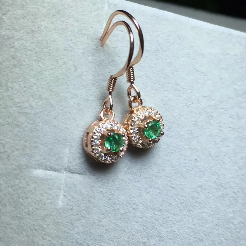 2017 Rushed Qi Xuan_Fashion Jewelry_Colombia Green Stone Round Earrings_Rose Gold Color Earrings_Factory прямые продажи|green