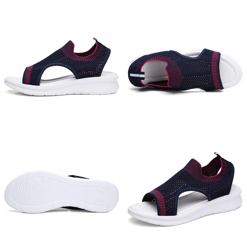 Женские босоножки на танкетке TKN удобные плоской подошве с ремешком пятке лето