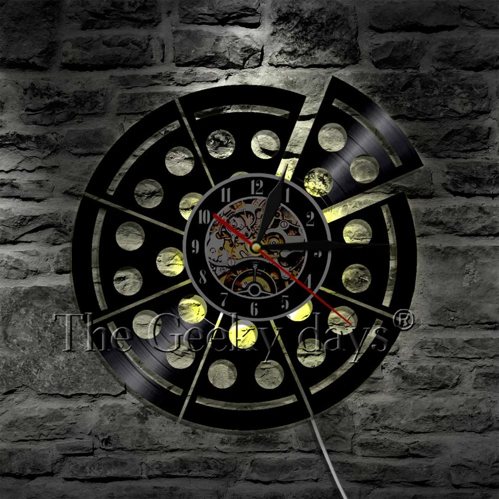 Декоративные настенные часы в форме пиццы виниловые украшения ручной работы для